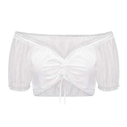 Off-shoulder Drawstring Dirndl Shirt