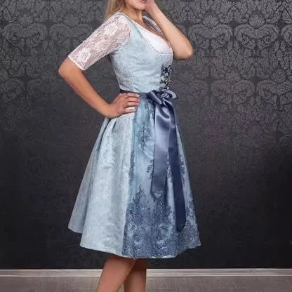 Luxury Blue Lace Dirndl Dress - Image 3