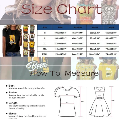 Short Sleeve Beer Print Dirndl Shirt - Image 7