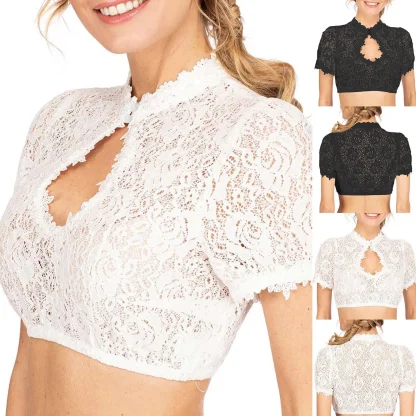 Keyhole Sheer Lace Dirndl Shirt - Image 6