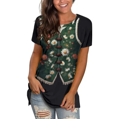 Printed Short Sleeve Dirndl Shirt - Image 5