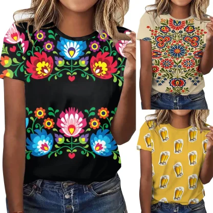 Short Sleeve Beer Print Dirndl Shirt - Image 6