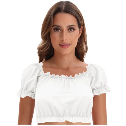 Ruffle Trim Plain Dirndl Shirt