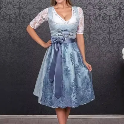 Luxury Blue Lace Dirndl Dress - Image 2