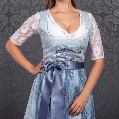 Luxury Blue Lace Dirndl Dress - Image 4