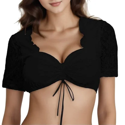 Cropped Drawstring Dirndl Shirt