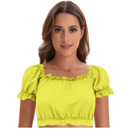 Ruffle Trim Plain Dirndl Shirt - Image 2