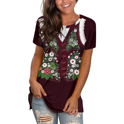 Printed Short Sleeve Dirndl Shirt - Image 4