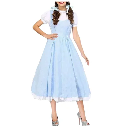Blue Midi Plaid Dirndl Dress - Image 3