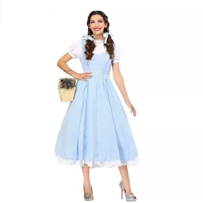 Blue Midi Plaid Dirndl Dress - Image 2