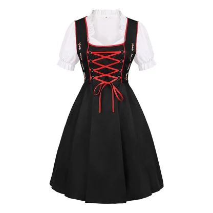 Simple Lace-up Front Dirndl Dress - Image 3