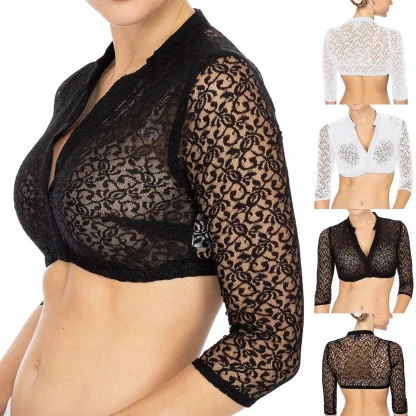 Sheer Lace V-neck Dirndl Shirt - Image 6