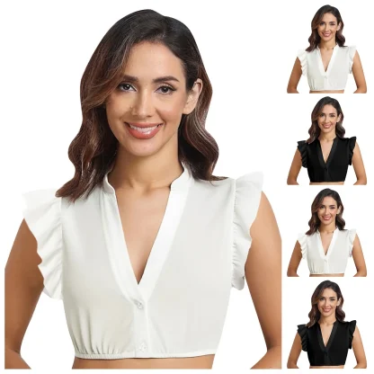 V-neck Ruffle Sleeve Dirndl Shirt - Image 6