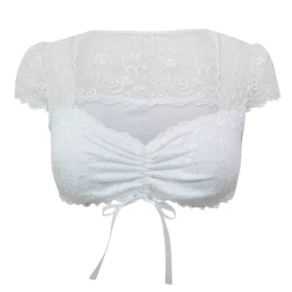 Sexy Cropped Lace Dirndl Shirt