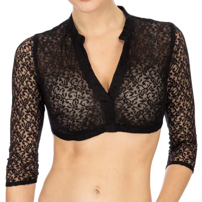 Sheer Lace V-neck Dirndl Shirt