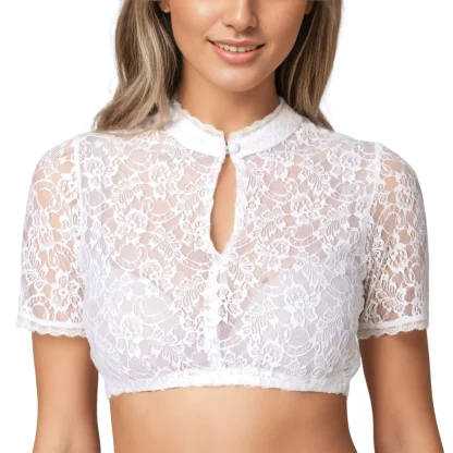 See-through Lace Keyhole Dirndl Shirt