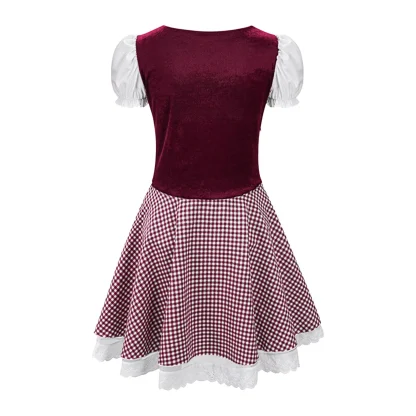 Plaid Puff Sleeve Dirndl Dress - Image 3