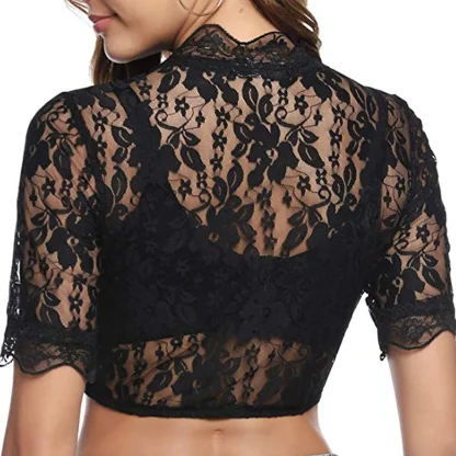 Floral Sheer Lace Dirndl Shirt - Image 4
