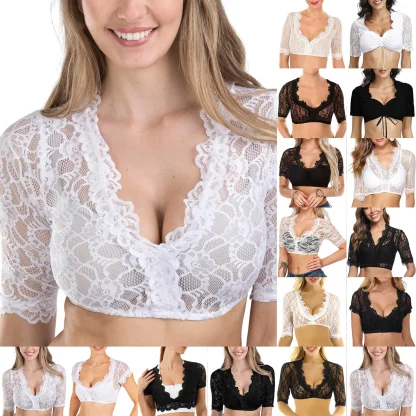 Cropped See-through Dirndl Shirt - Image 6