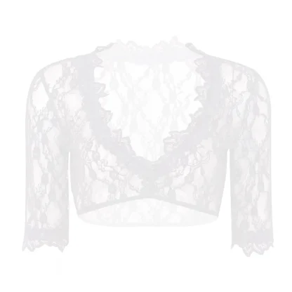 Cropped Sheer Lace Dirndl Shirt - Image 5