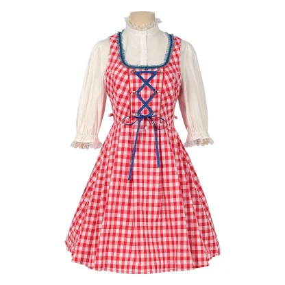 Half Sleeve Plaid Dirndl Dress