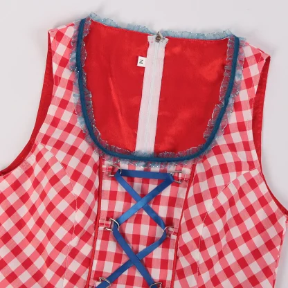 Half Sleeve Plaid Dirndl Dress - Image 3