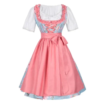 Floral Print Lace-up Dirndl Dress - Image 4