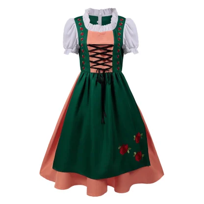 Ruffle Neckline A-line Dirndl Dress