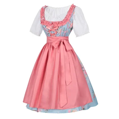 Floral Print Lace-up Dirndl Dress - Image 5