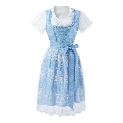 Solid Color Lace Dirndl Dress