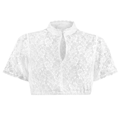 See-through Lace Keyhole Dirndl Shirt - Image 4