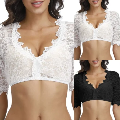 V-neck Cropped Dirndl Shirt - Image 6