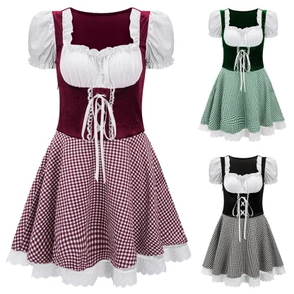 Plaid Puff Sleeve Dirndl Dress - Image 6