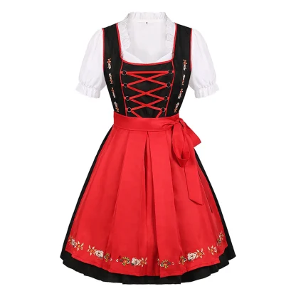 Simple Lace-up Front Dirndl Dress