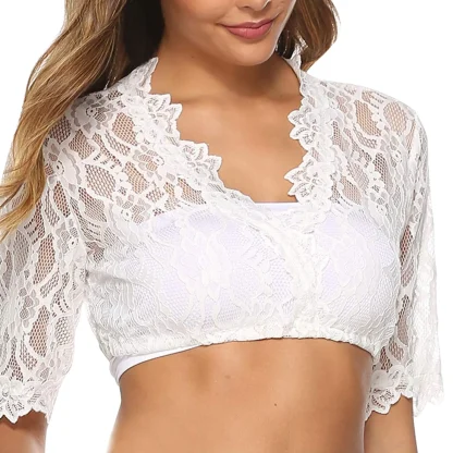 V-neck Sheer Lace Dirndl Shirt - Image 2