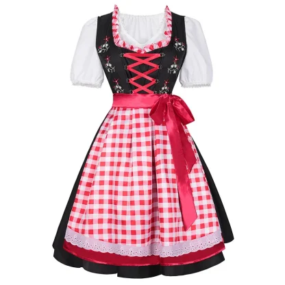 Plaid A-line Midi Dirndl Dress - Image 3