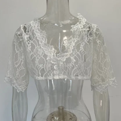 V-neck Half Sleeve Dirndl Shirt - Image 5
