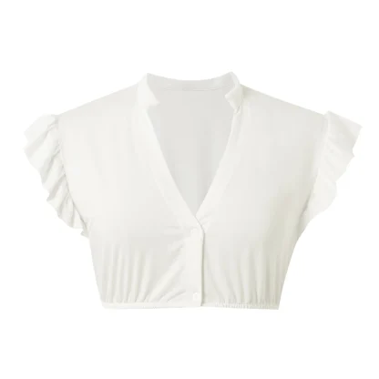 V-neck Ruffle Sleeve Dirndl Shirt - Image 5