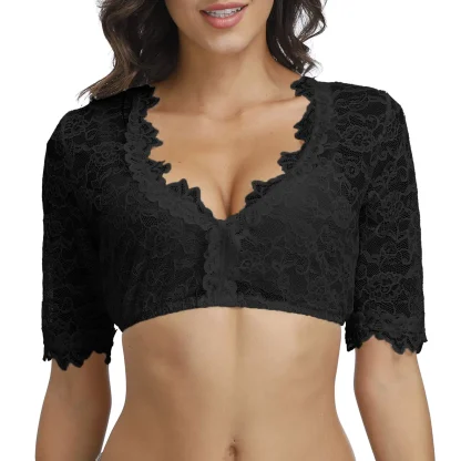 V-neck Cropped Dirndl Shirt - Image 5