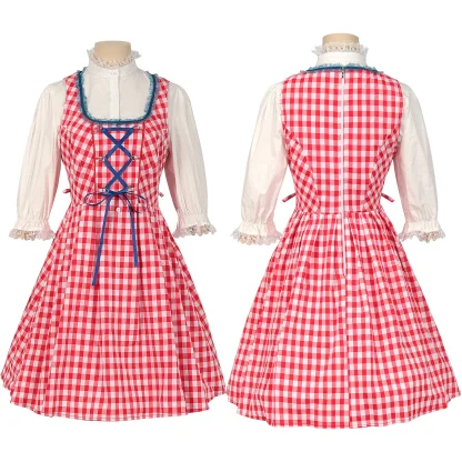Half Sleeve Plaid Dirndl Dress - Image 4
