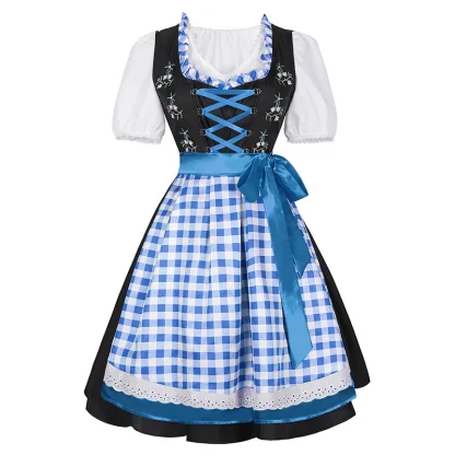 Plaid A-line Midi Dirndl Dress