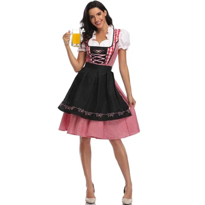 Ruffle Neckline Plaid Dirndl Dresses - Image 4
