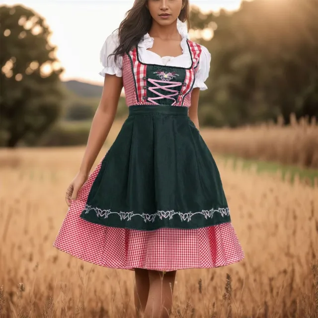 dirndl dresses Midi Bavarian Dirndl “Joelina” – Silk Satin Oktoberfest Dress – Alpen  Clothes